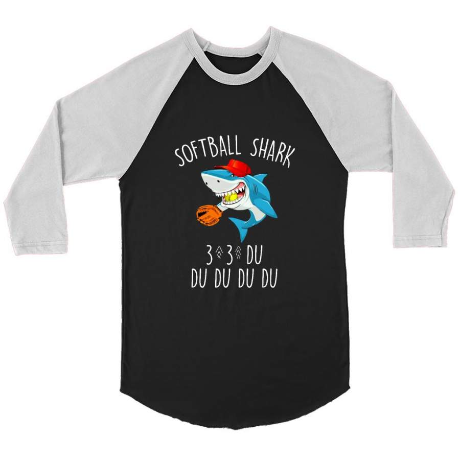 Softball Shark Du Du Du B – Canvas 3/4 Raglan Shirt