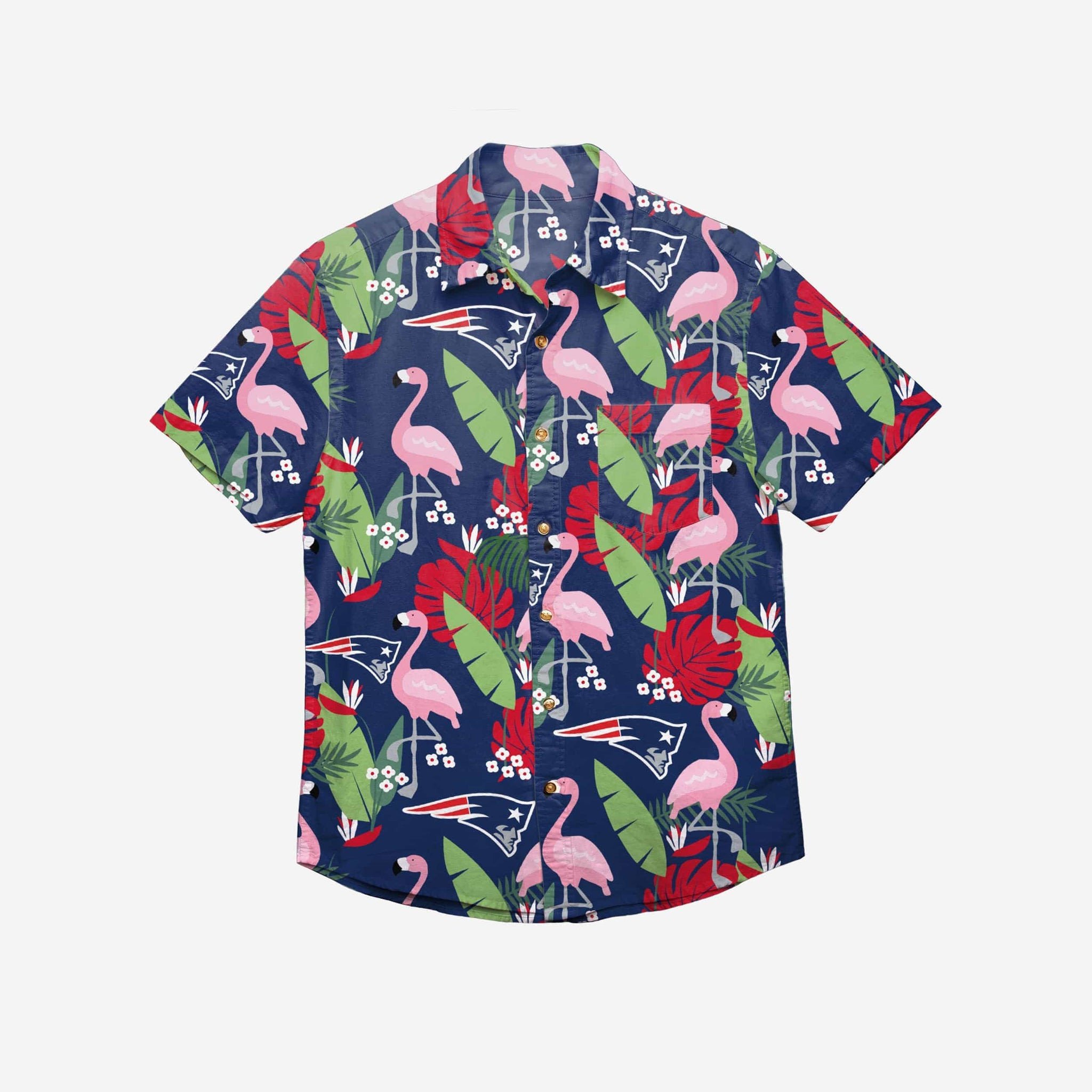 New England Patriots Floral Button Up Hawaii Shirt Ha48036