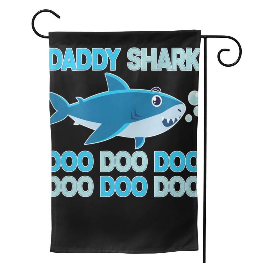 2 Pcs Garden Flag Daddy Shark Doo Doo Doo Funny Horizontal Poster 12.5″x18″ -Mothers Day, Birthday Gifts for Mom, Dad, Wife, Husband, Daughters, Grandma, Friends