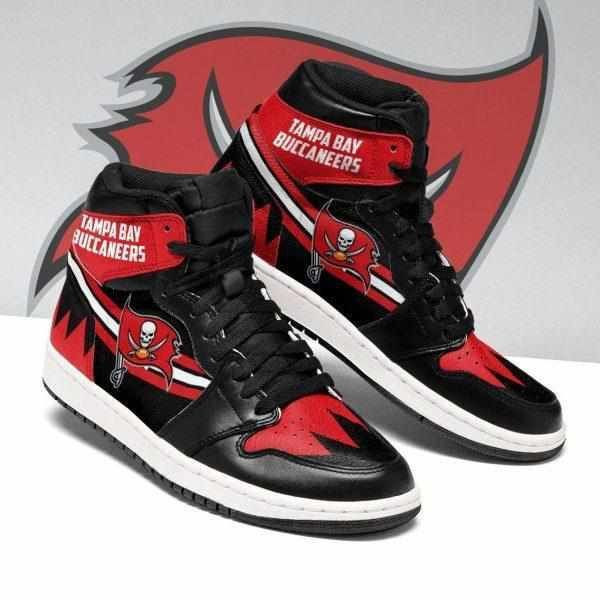 Black And Red Themed Tampa Bay Buccaneers Football Design Air Jordan 1 High Printing Shoes Sneaker