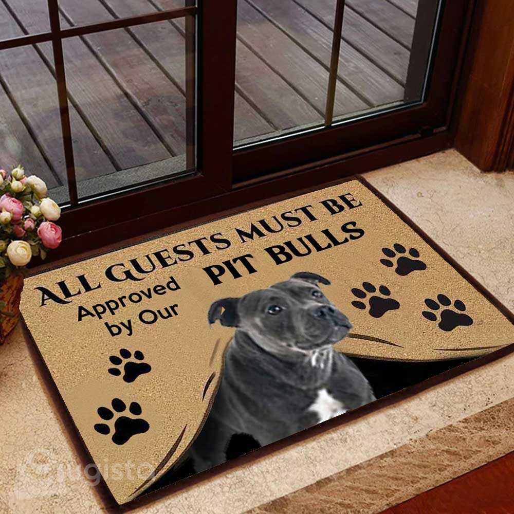 All Guests Must Be Approved By Our Pit Bulls 01 All Over Printing Doormat Pre2304