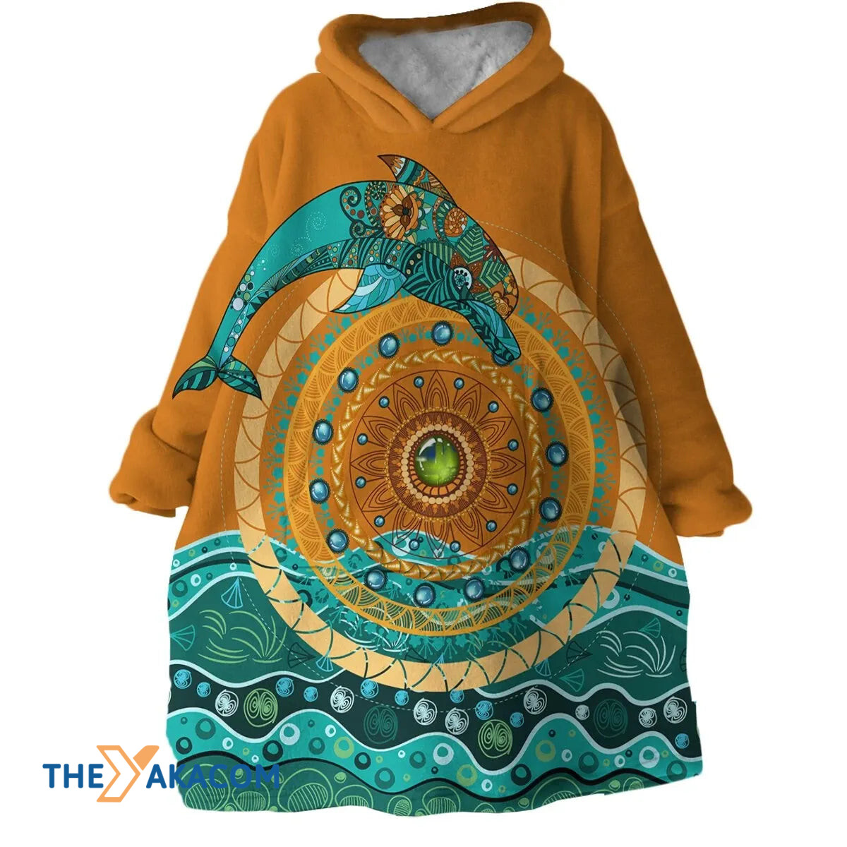 Classical Dolphin Mandala Pattern Design Hoodie Blanket