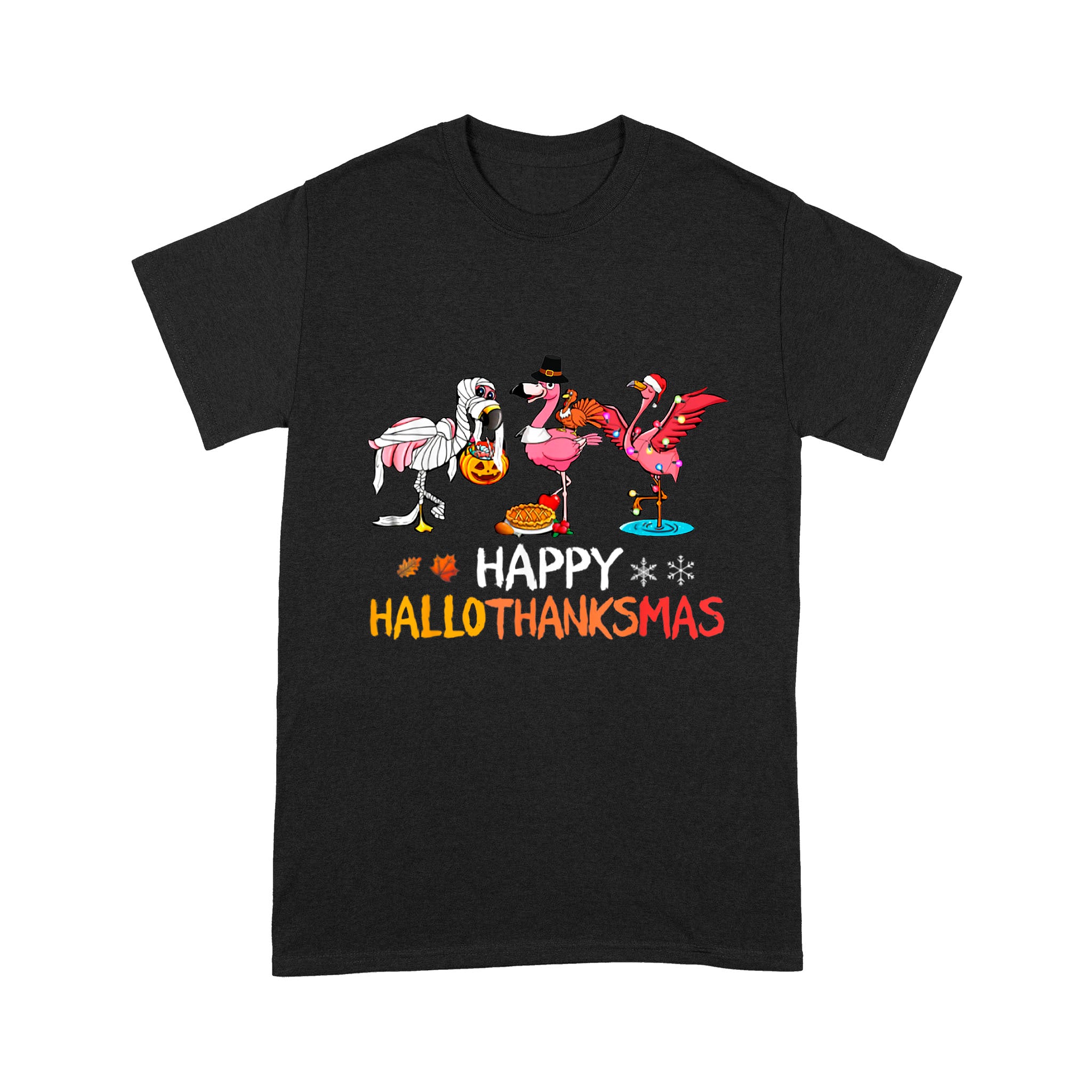 Flamingo Shirt Flamingo Halloween And Merry Christmas Happy Hallothanksmas Flamingo Halloween Shirt Flamingo Christmas Shirt