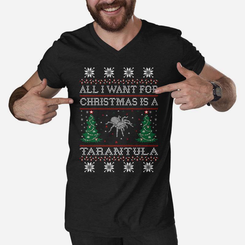 All I Want For Christmas Tarantula Ugly Sweater Men V-Neck Tshirt