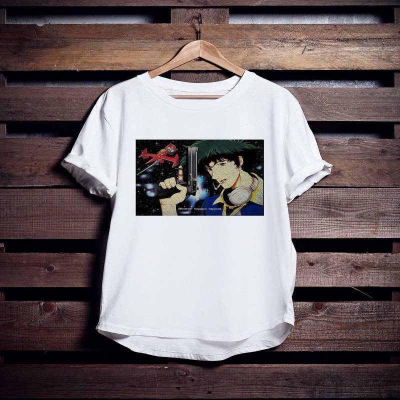 Crushtee Spike Spiegel eating shirt, 9 colors,Cowboy Bebop,Space Cowboy shirt,90s anime,anime shirt,retro anime,aesthetic,art shirt,Unisex Tee