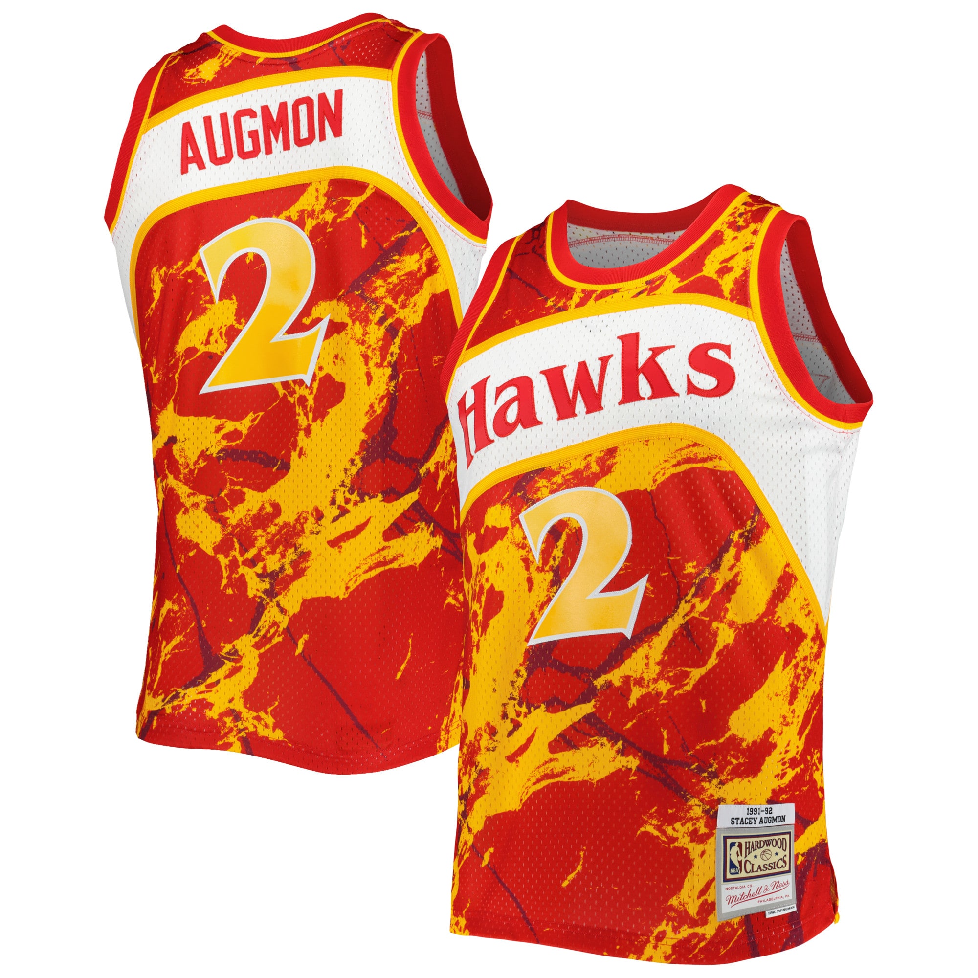 Stacey Augmon Atlanta Hawks Mitchell & Ness 1991/92 Hardwood Classics Marble Swingman Jersey – Red