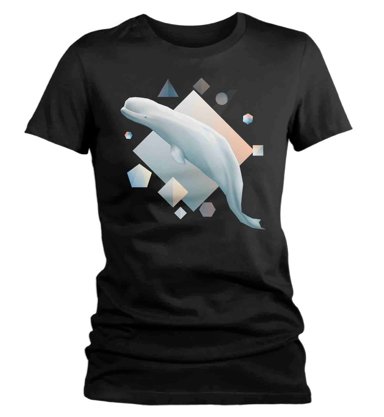 Women’S Beluga Whale T Shirt Watercolor Whale Shirts Hipster Prism Modern Minimal Shirt Illustrated T Shirt Whale Gift Idea Ladies V Neck