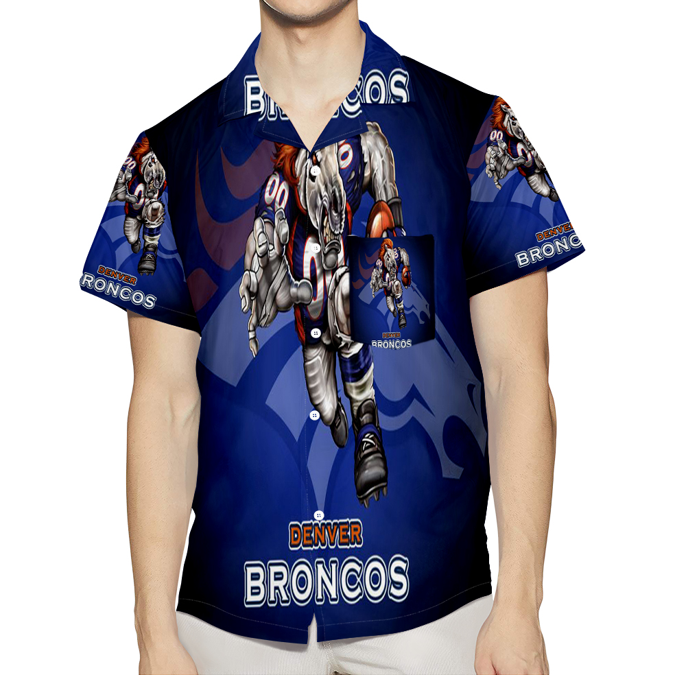 Denver Broncos Mascot V1 3D All Over Print Summer Beach Hawaiian Shirt With Pocket