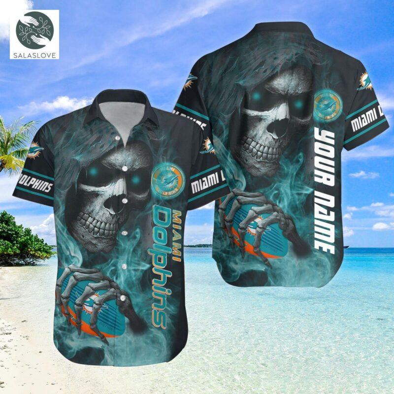 Miami Dolphins Nfl Smoke Skull Hawaiian Shirt