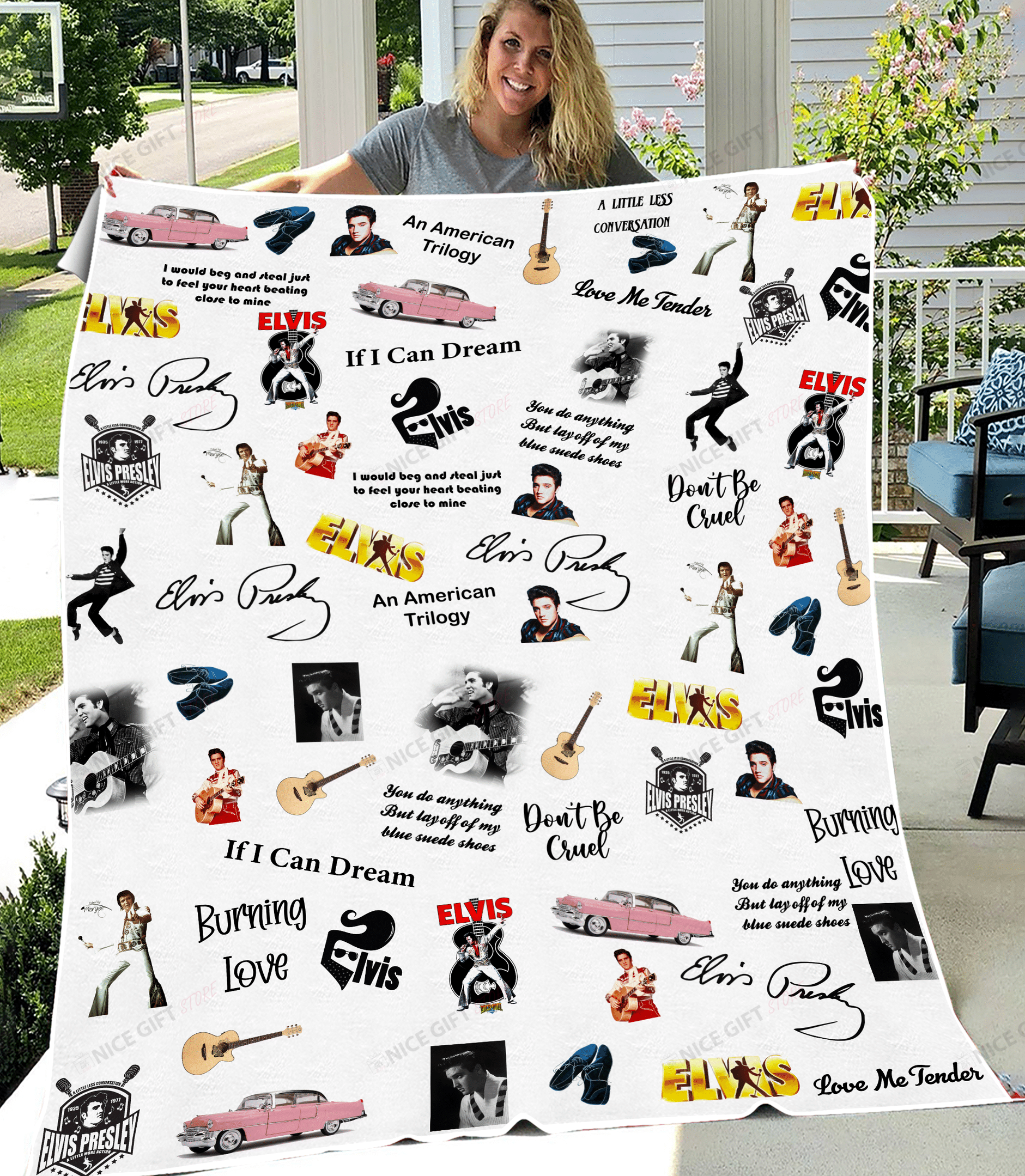 Elvis Presley Fleece Blanket Blk-Q3Z4