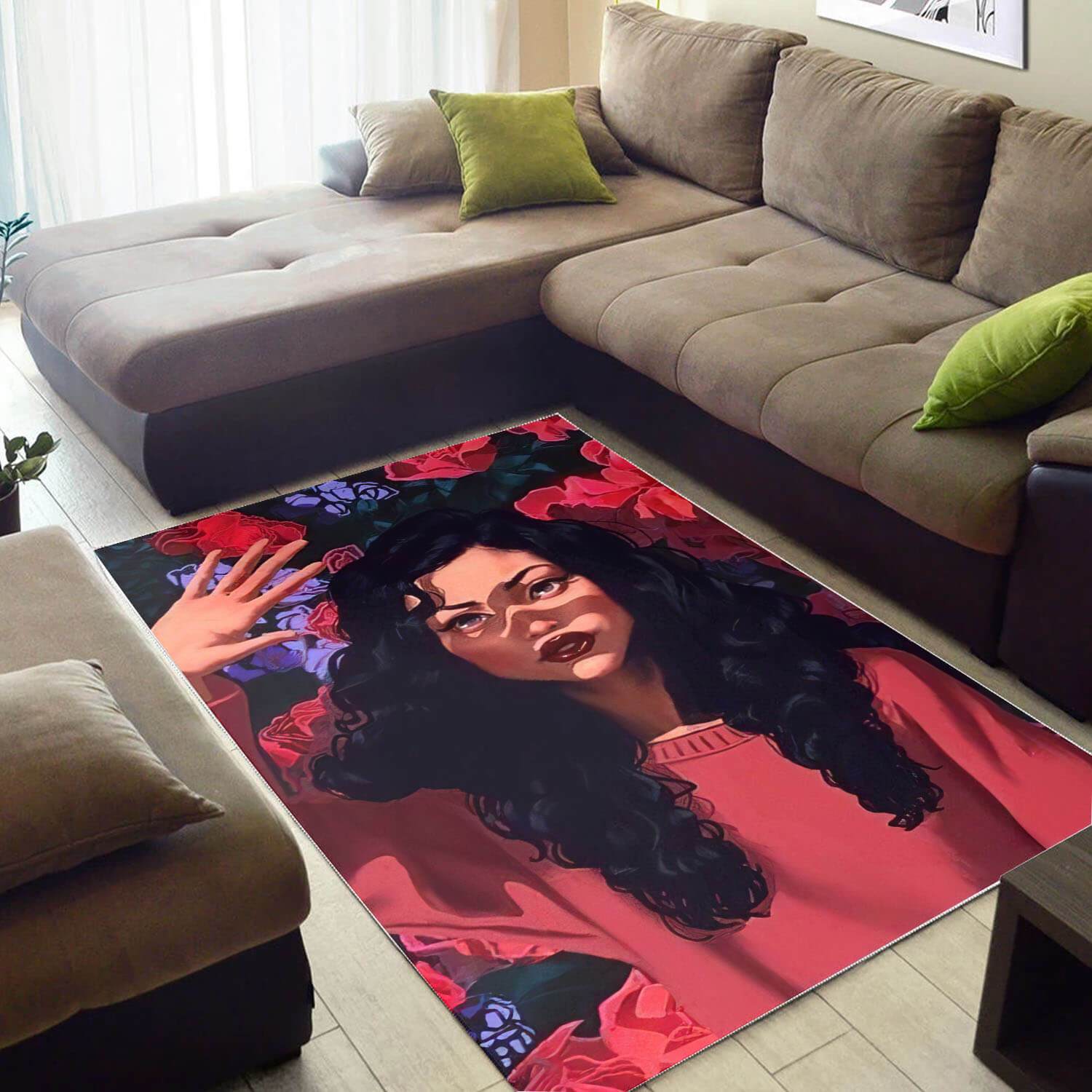 African Area Rug Beautiful Afro Lady African Style Rug Afrocentric Home Decor WBG23094