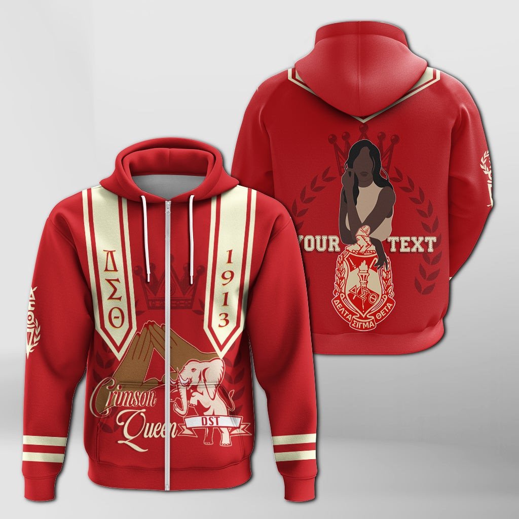 Sorority Hoodie – Personalized Delta Sigma Theta Zip Hoodie Dst Crimson Queen