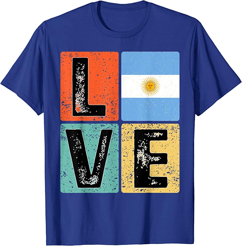 Vintage Retro I Love Argentina Flag for Argentine Pride Gift T-Shirt