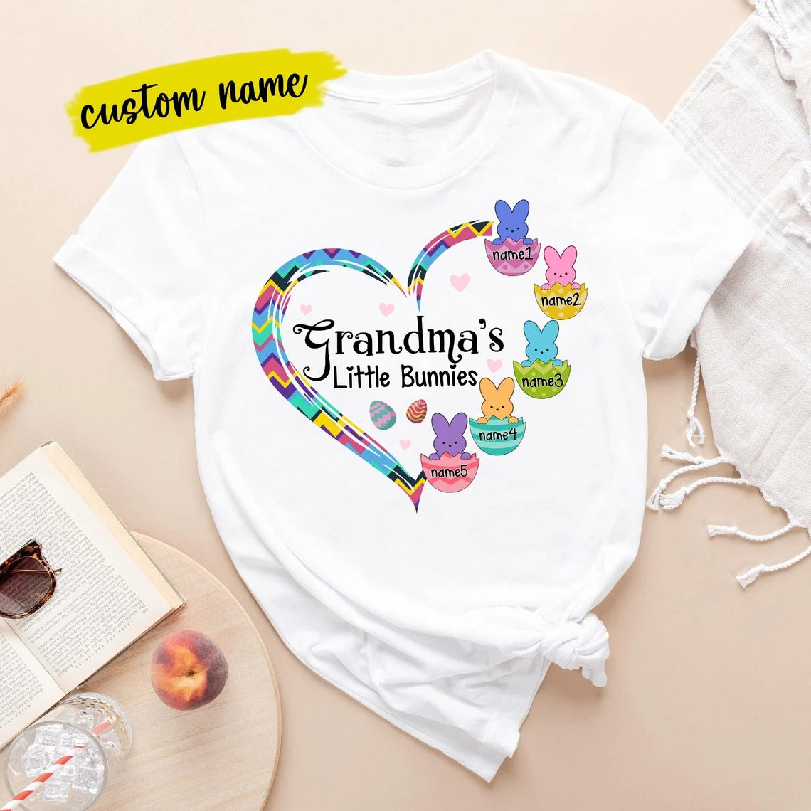 Personalized Grandma’S Little Bunnies Shirt, Custom Bunny Heart Easter Shirt, Easter Gift, Gift For Grandma, Happy Easter Day