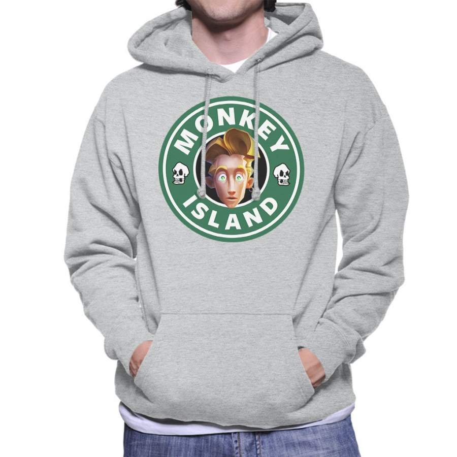 Monkey Island Guybush Threepwood Star Bucks Logo Men’s Hooded Sweatshirt