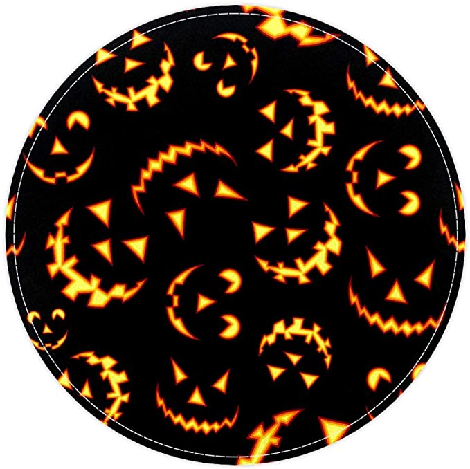 Halloween Horror Pumpkin Smile, Non Slip Doormat Round Area Rug Carpets Rugs For Kids Bedroom Baby Room Play Room Nursery