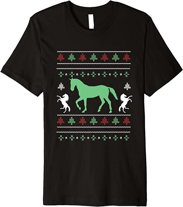 Ugly Christmas Horse Lover Santa Claus New Year Equestrian Premium T-Shirt