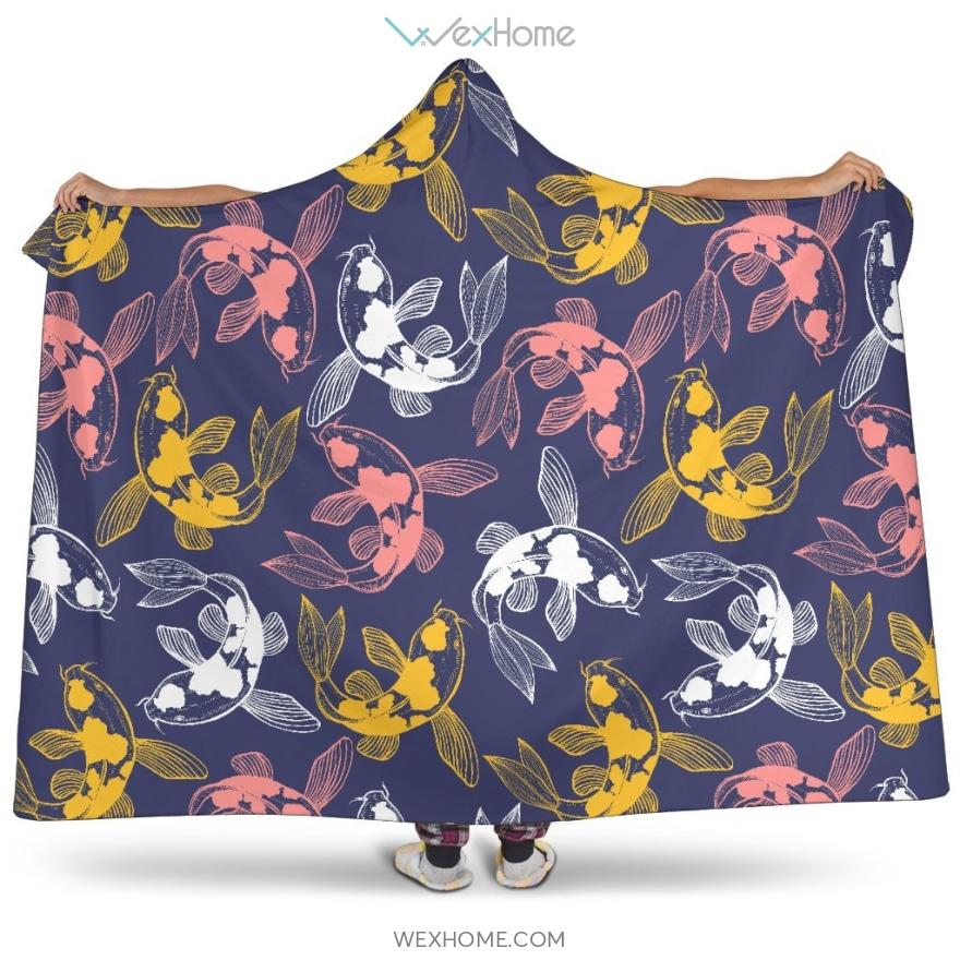 Koi Fish Carp Fish Pattern Hooded Blanket