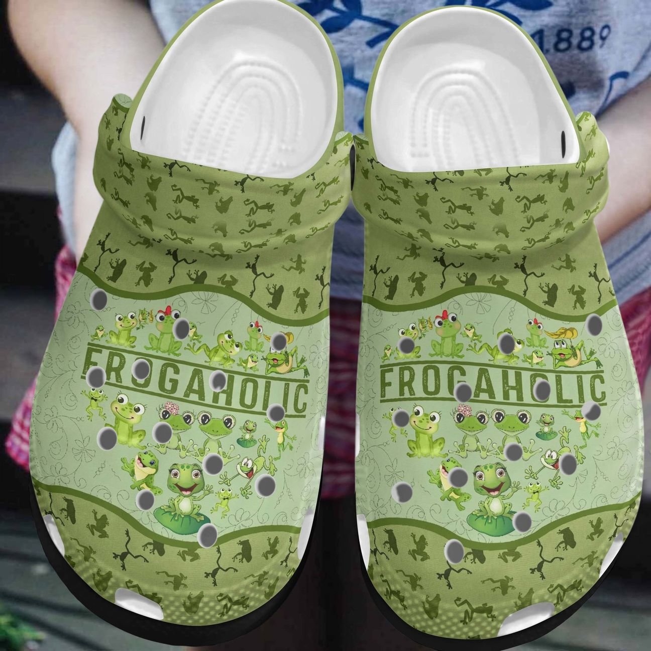 Frog Personalized Clog, Custom Name, Text, Color, Number Fashion Style For Women, Men, Kid, Print 3D Frogaholic