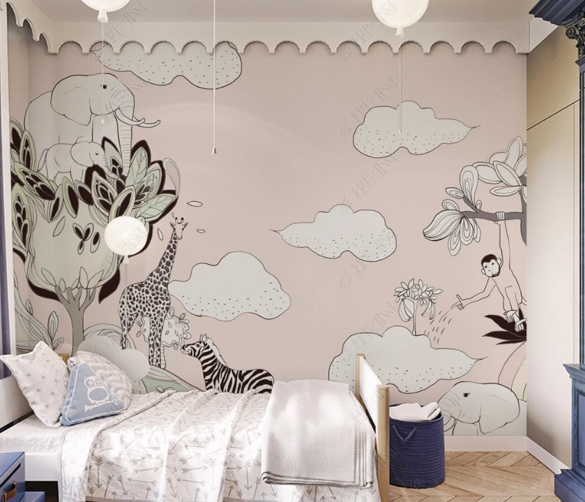 3D Hand-Painted Forest Animal Wall Mural Wallpaper Sww3242