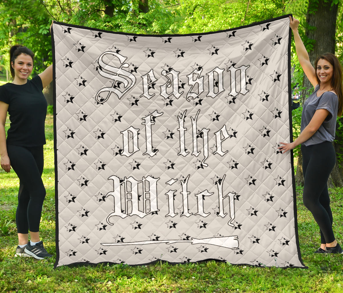 Halloween Premium Quilt | Season Of The Witch Broom Star Patterns Quilt Blanket