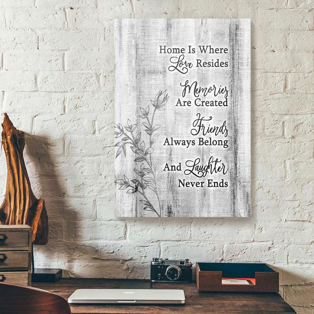 Canvas Prints Home Is Where Love Resides Vintage Black & White Home Canvas Wall Art Home Decor