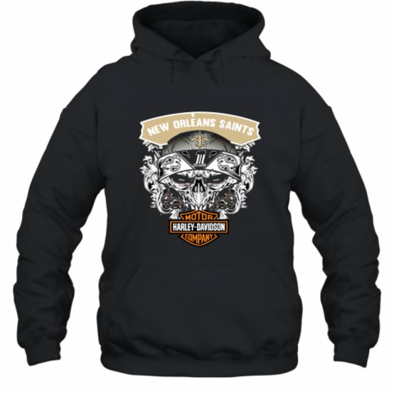 Skull New Orleans Saints Harley Davidson shirt Hoodie