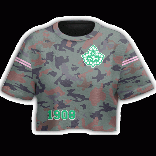 Alpha Kappa Alpha Aka Girl 1908 Camo Background Crop Top T Shirt