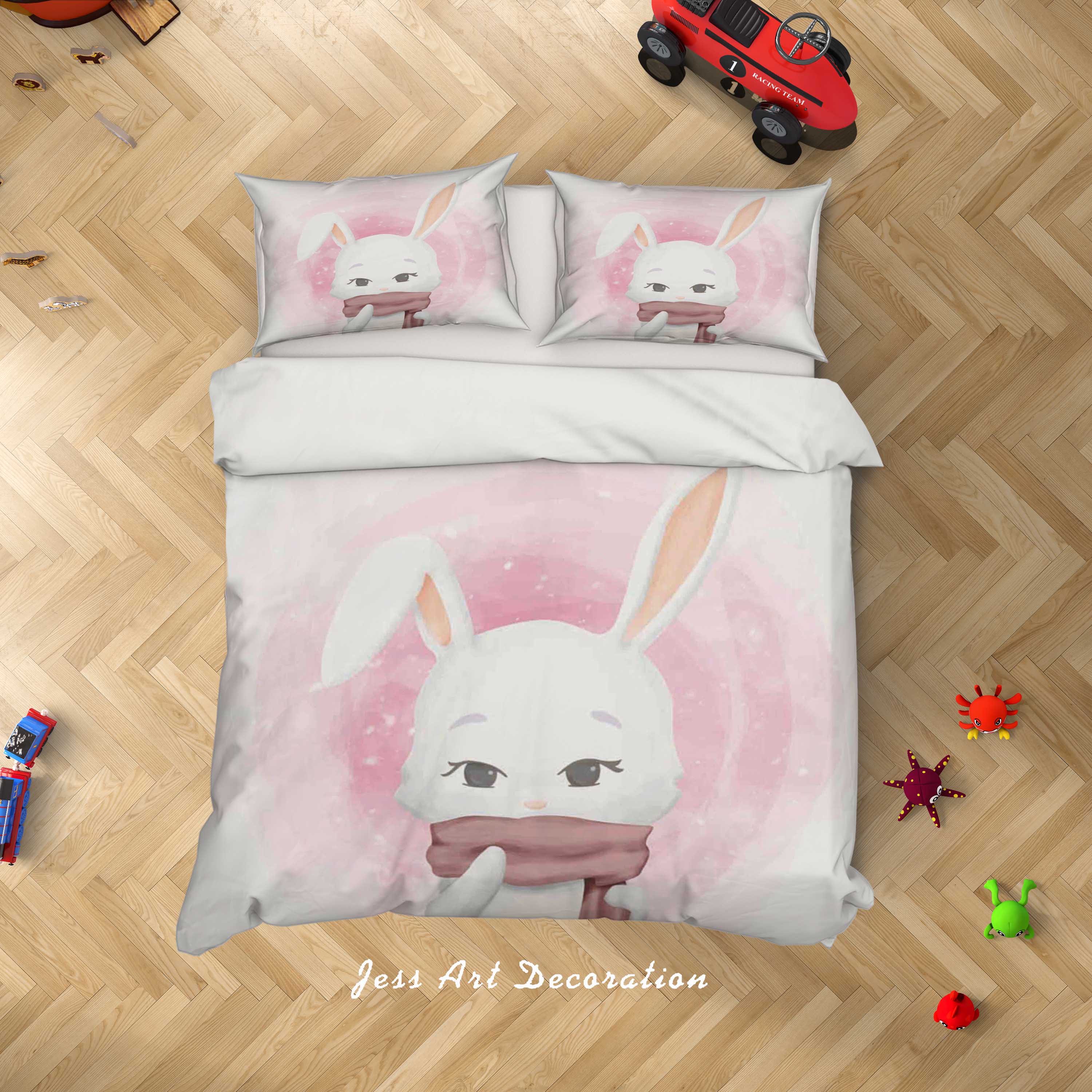 3D Watercolor Rabbit Quilt Cover Set Bedding Set Duvet Cover Pillowcases Sf69