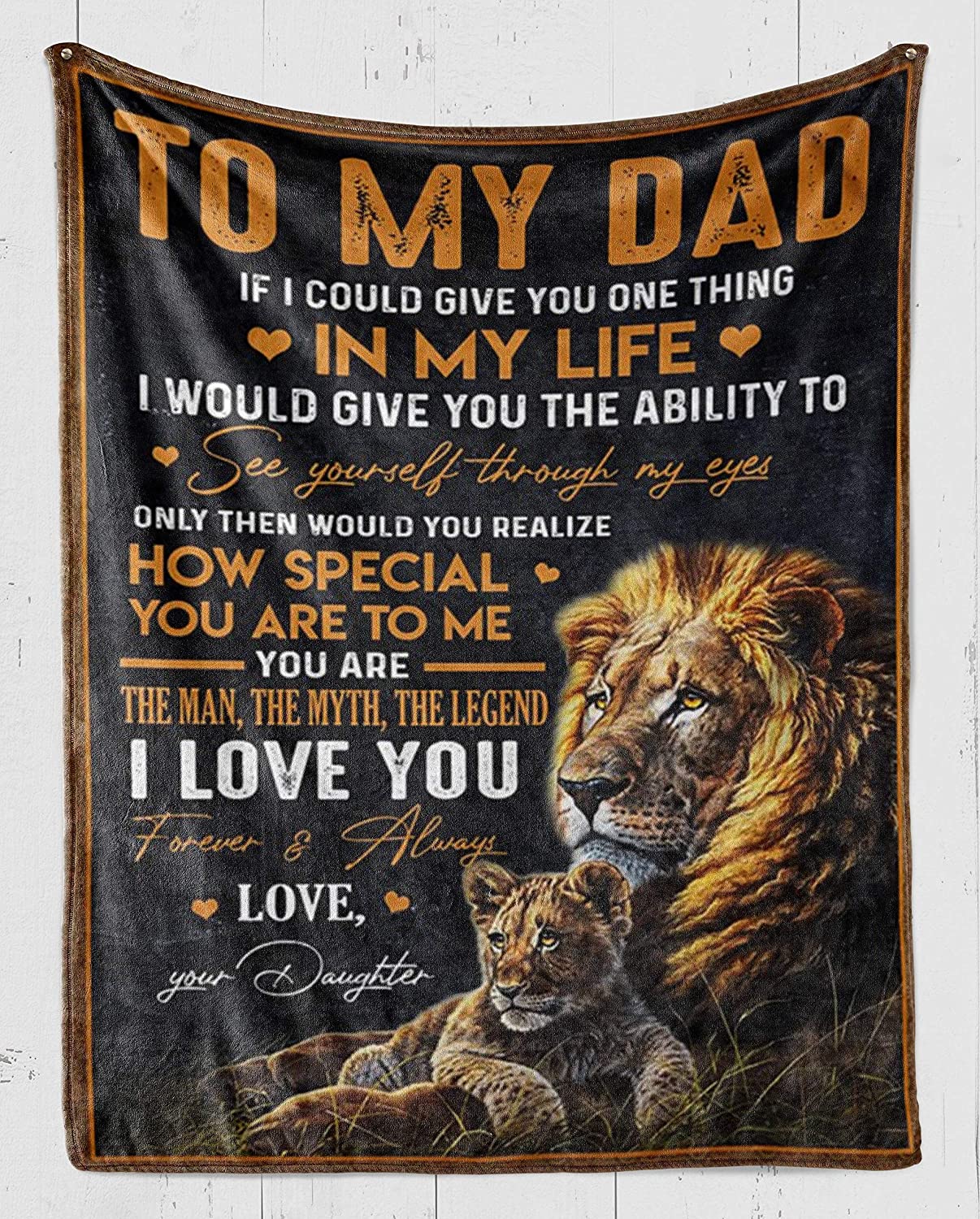 Blanket Fleece – to My DAD- Lion Fleece Blanket – Fleece Blanket 3D Soft Cozy Lightweight Durable Plush Throw Blanket for Bedroom, Living Rooms, Sofa Couch. Gift for Father