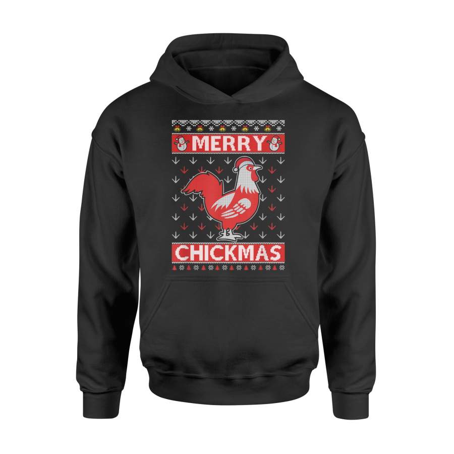 Merry Chickmas Farmer Chicken Ugly Christmas Sweater T-Shirt – Standard Hoodie