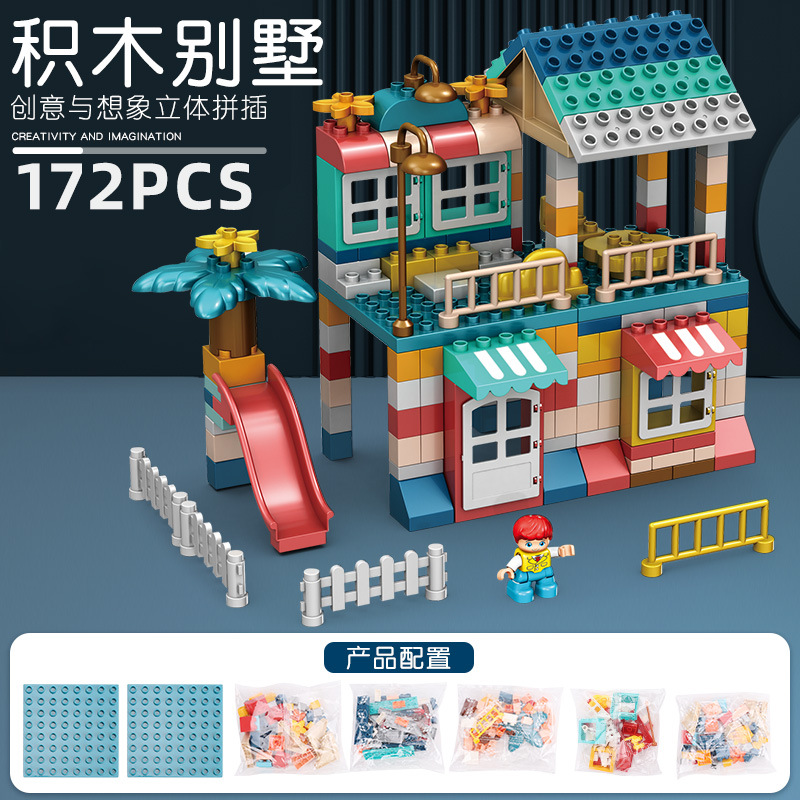 Big Size Slide Blocks Compatible LegoINGlys City House Roof Big Particle Building Blocks Castle Brick Toys For Children alx