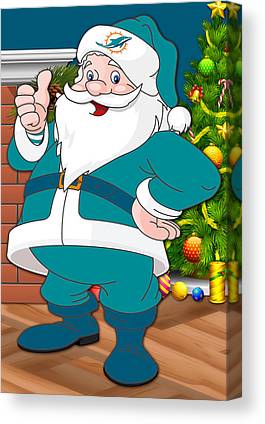 Dolphins Santa Claus Joe Hamilton Canvas Print