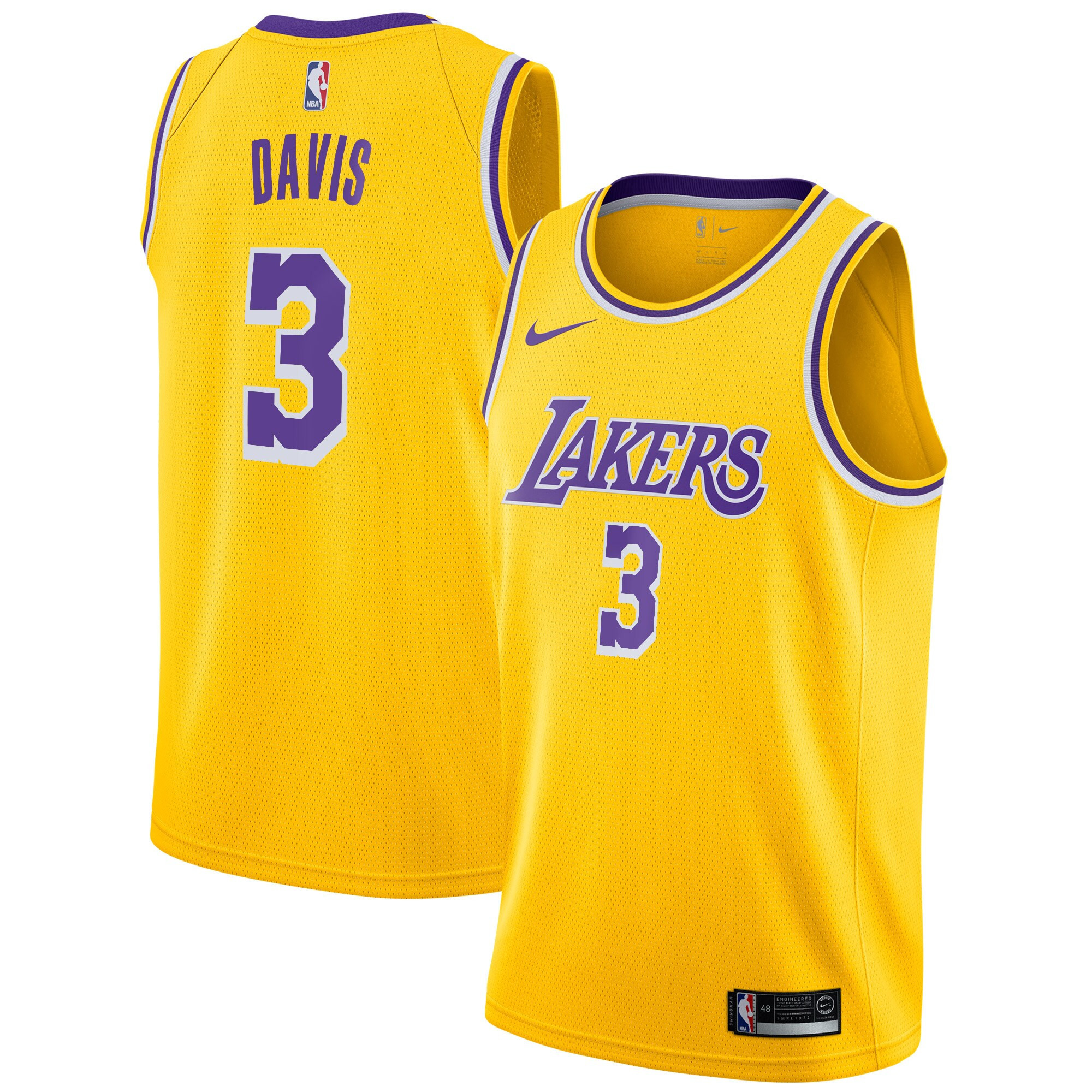 Anthony Davis Los Angeles Lakers 2019/20 Swingman Jersey Gold – Icon Edition NBA