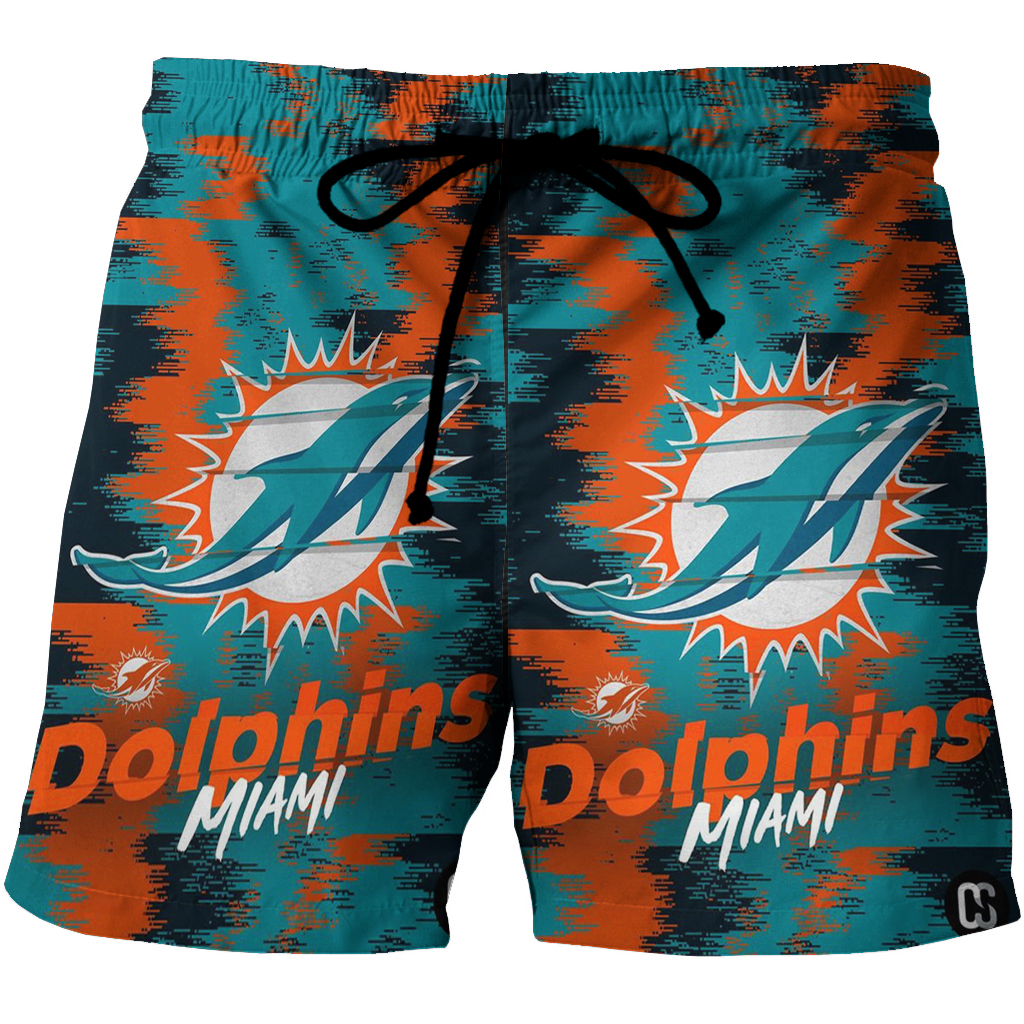 Miami Dolphins Logo Art 5 3D All Over Print Summer Beach Hawaiian Short