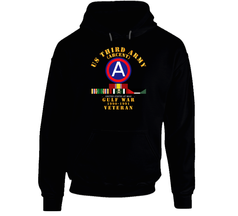 Army – 3Rd Us Army – Gulf War 1990 – 1991 W Svc And Swasm 2 Stars Hoodie