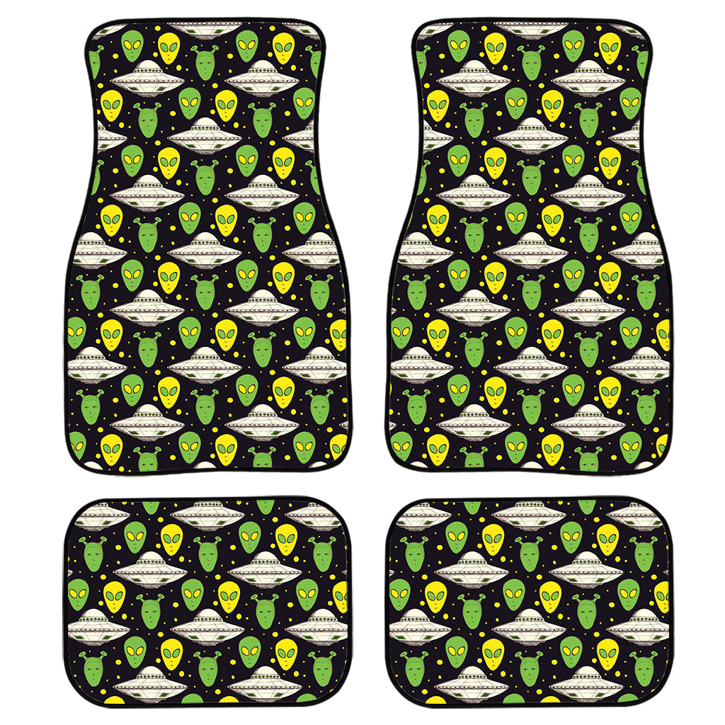 Green Alien Ufo Space Print Front And Back Car Floor Mats, Front Car Mat