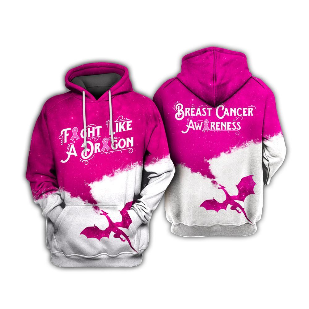 Gifury Breast Cancer Shirt Breast Cancer Awareness Fight Like Dragon White Pink Hoodie Breast Cancer Hoodie 2022