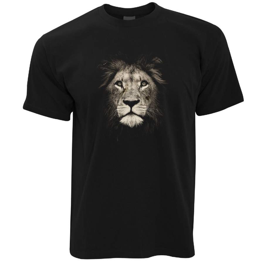 Stylish Animal T Shirt Photographic Lion Face Design