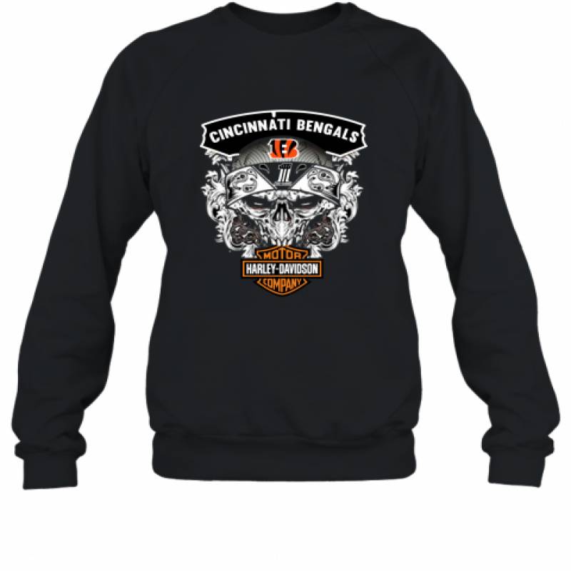 Skull Cincinnati Bengals Harley Davidson shirt Sweatshirt