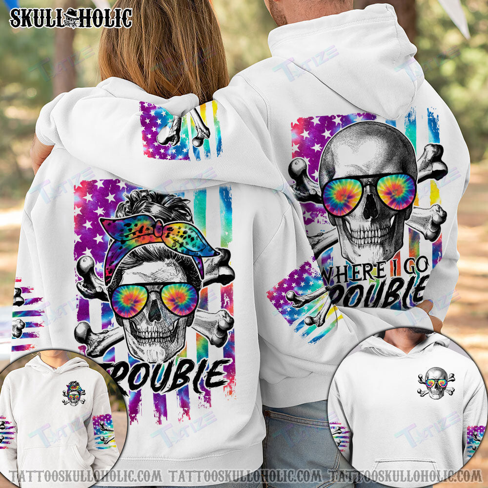 Matching Couple Shirt Skull Trouble Couple 3D All Over Printed Shirt, Sweatshirt, Hoodie, Bomber Jacket Size S – 5Xl