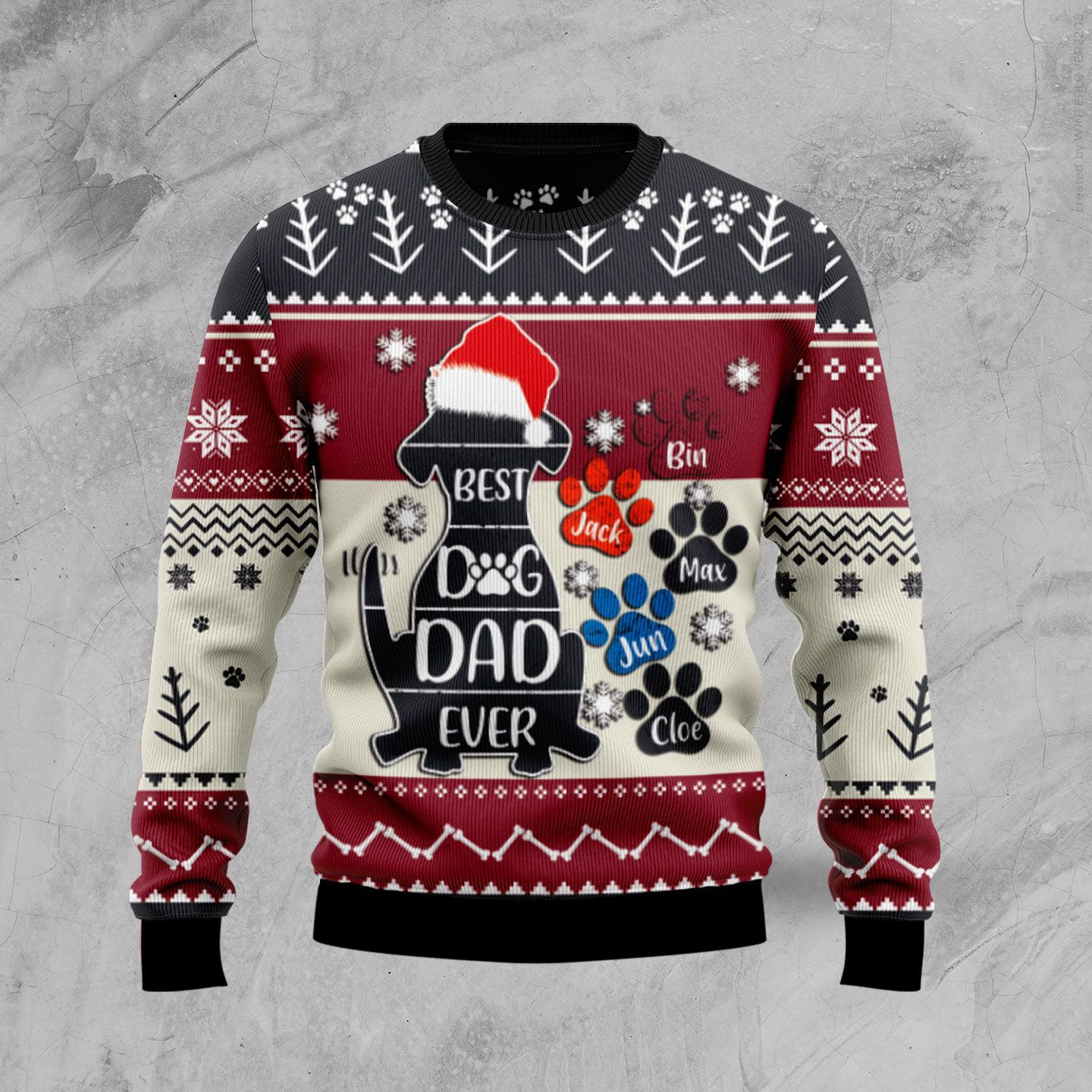 Best Dog Dad/ Dog Mom Ever Personalized Christmas Ugly Sweater