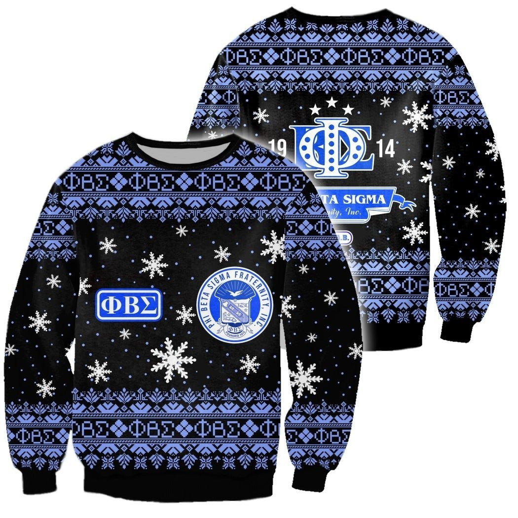 Fraternity Sweatshirt – Crewneck Sweatshirt Black Christmas Snow Ball Phi Beta Sigma