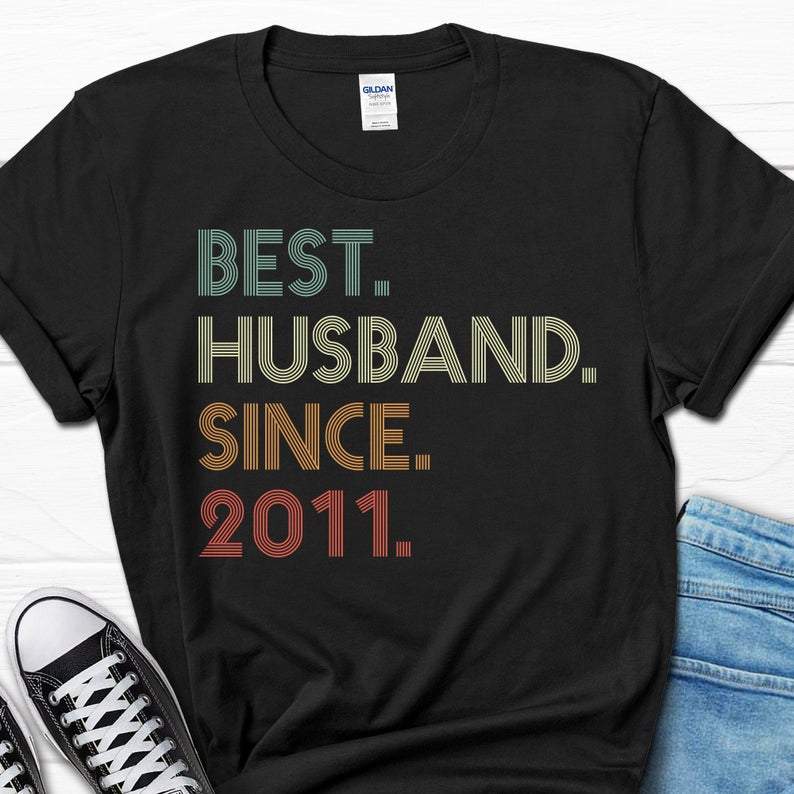 10Th Wedding Anniversary Gift For Husband, Best Husband Since 2011 Shirt, 10 Year Wedding Anniversary Tee For Him, Married For 10 Years Tee