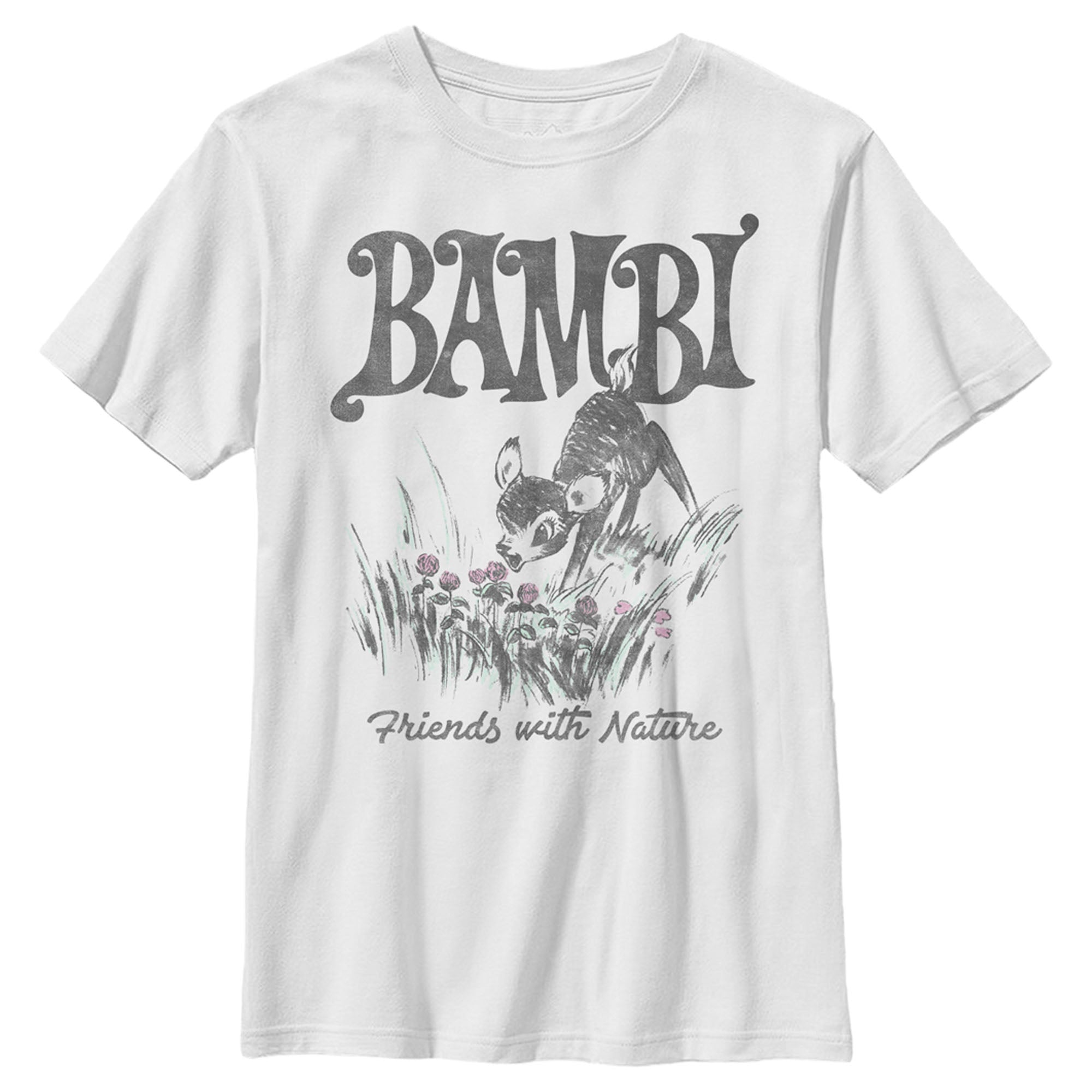 Boy’S Bambi Friends With Nature Artistic Sketch T-Shirt