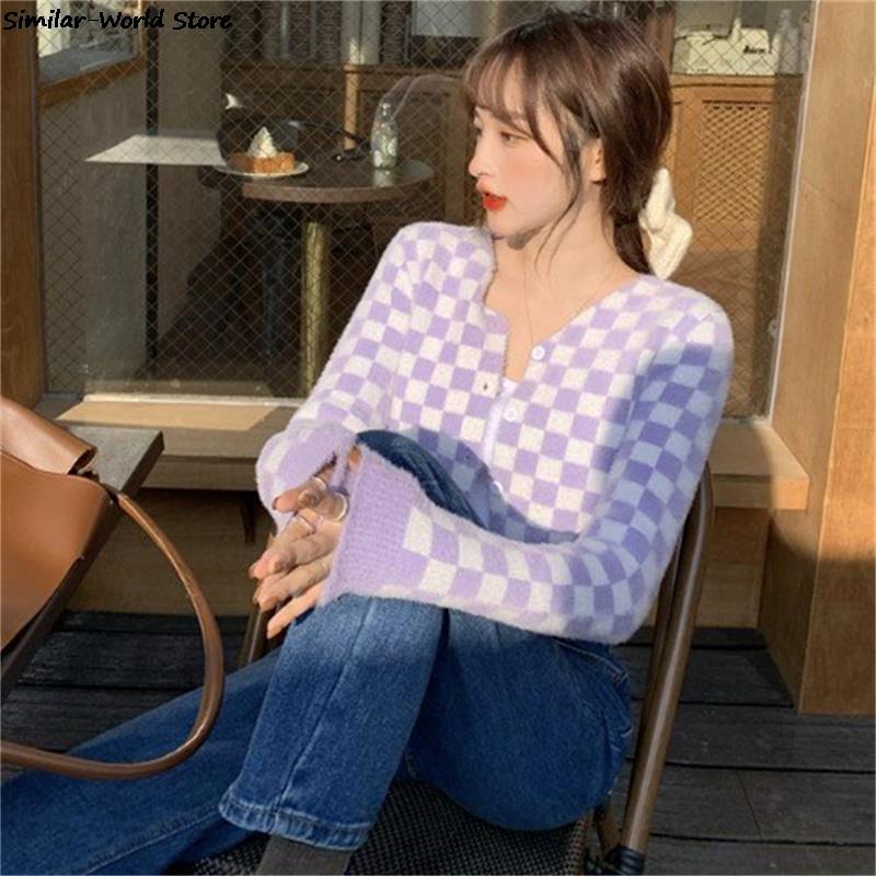 Wear Colorblock V-neck Bottomed Women’s Knitted Sweaters Women’s Autumn Short Sweaters Cardigans Patchwork Sweater Hot alx