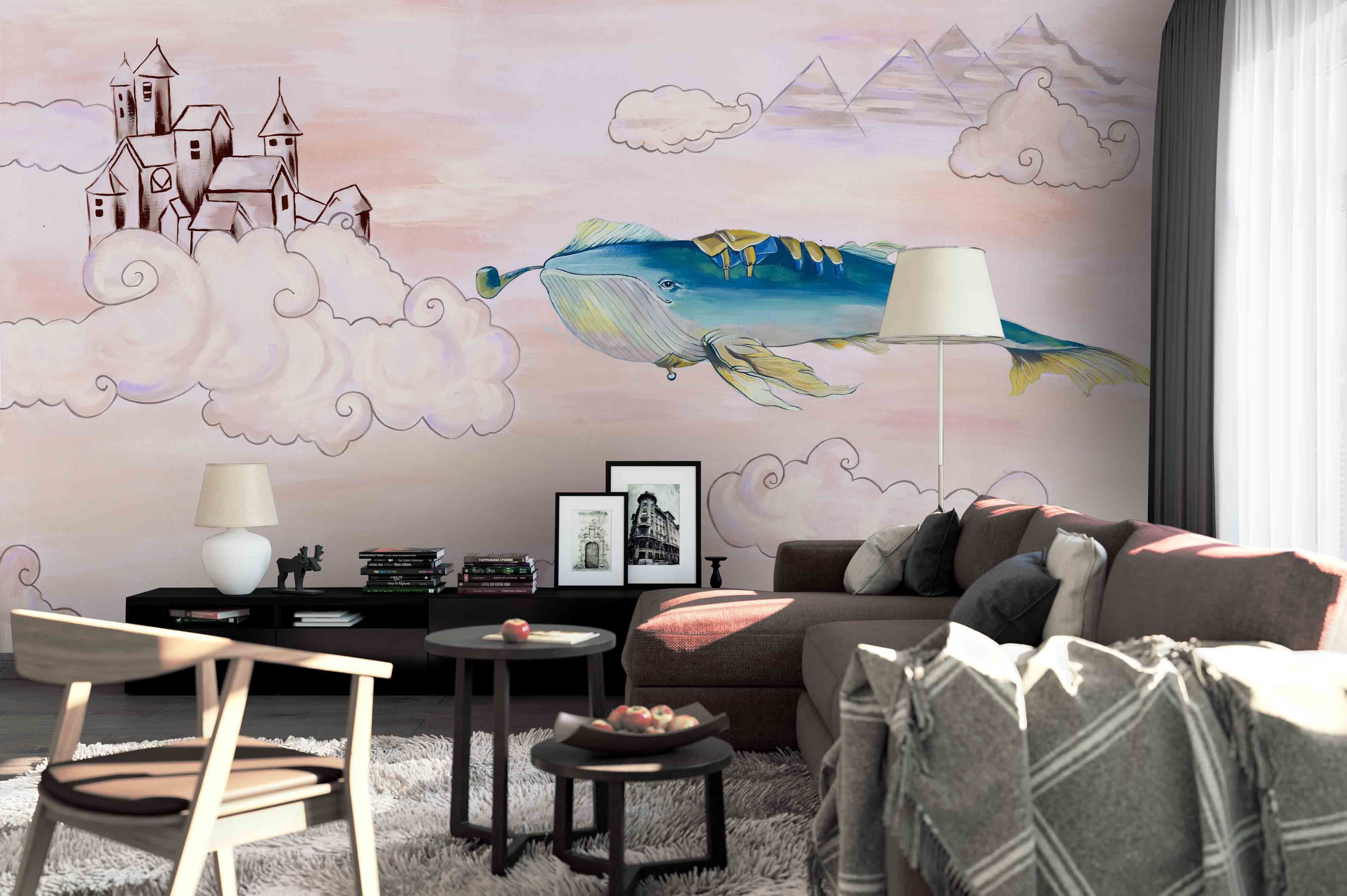 3D Shark Castle Clouds Wall Mural Wallpaper 54