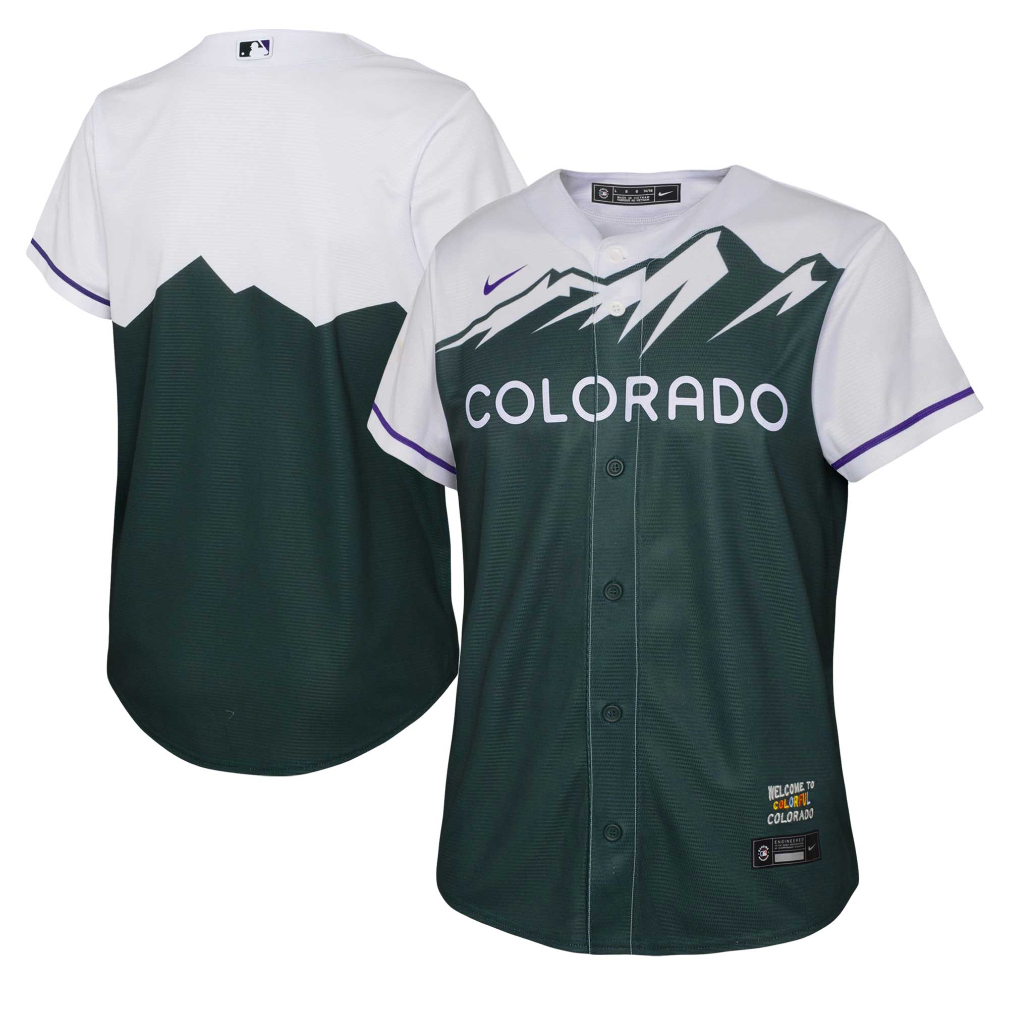 Youth Colorado Rockies Green 2022 City Connect Team Jersey