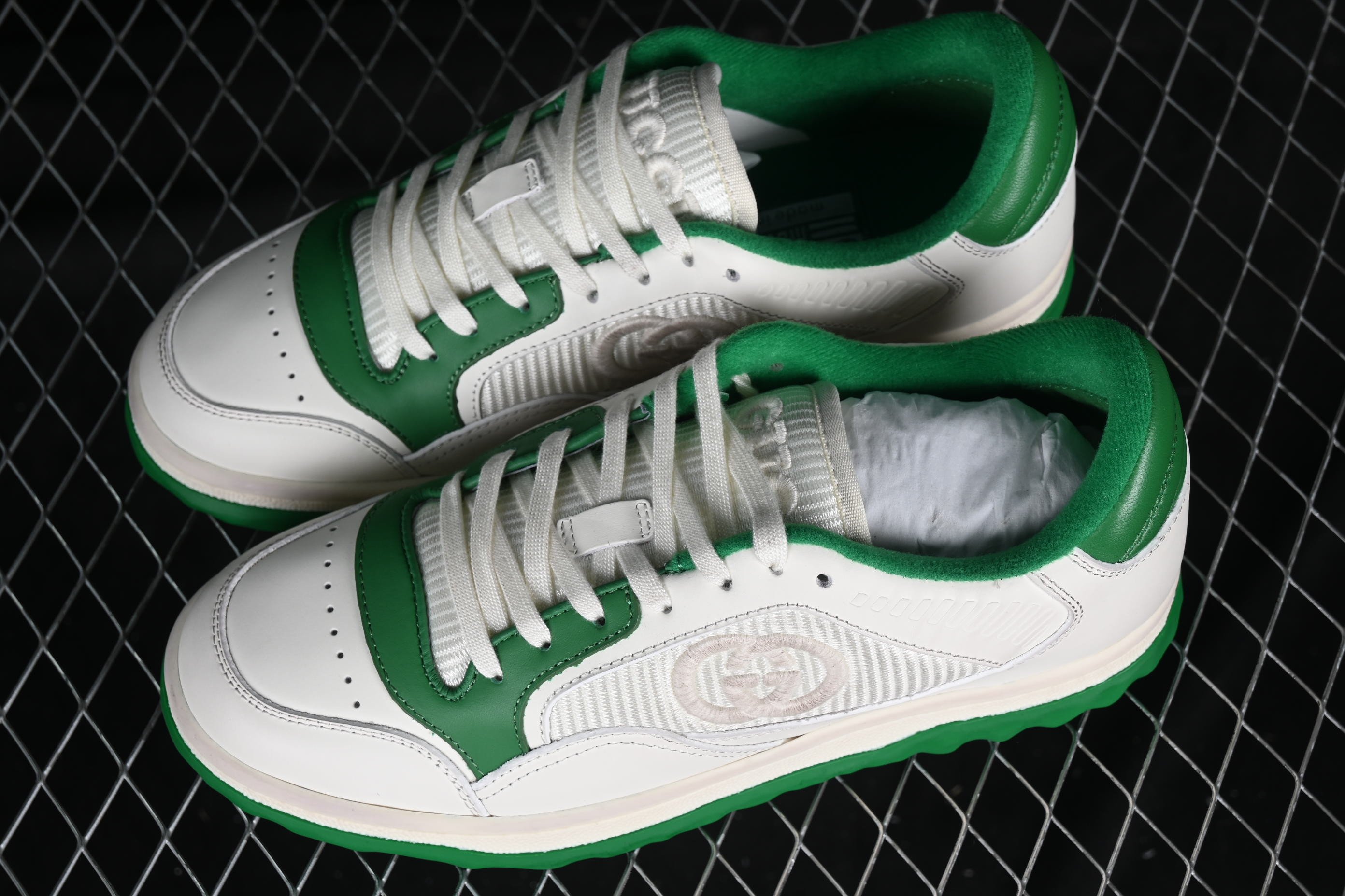 Gucci MAC80 Sneaker- Off WhiteGreen Leather SNK115814994