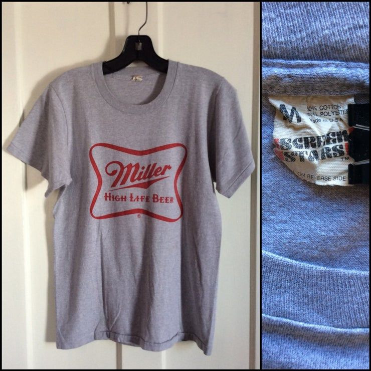 Vintage 1980 S Miller High Life Beer Logo Shirt